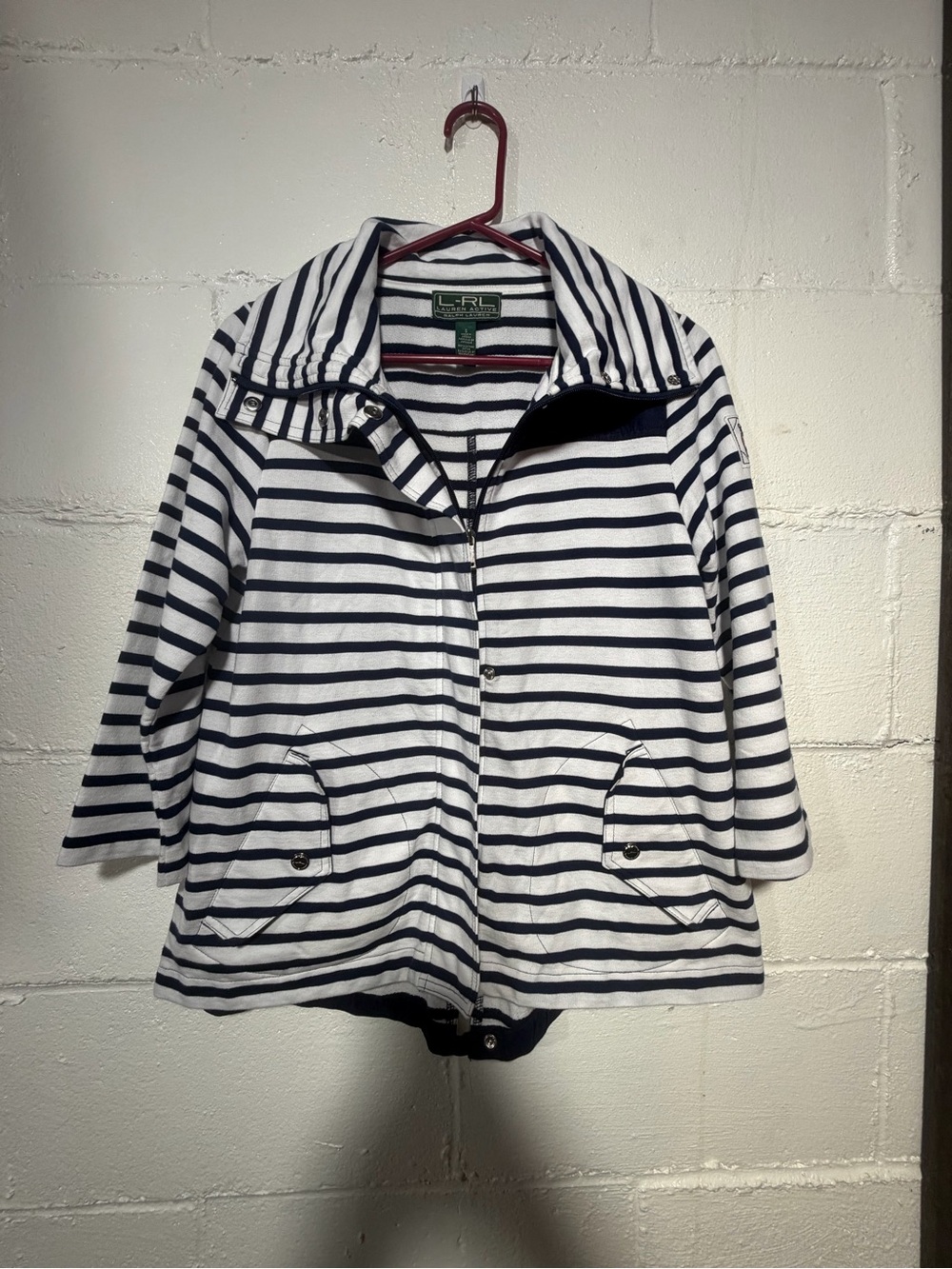 Ralph Lauren White and Navy Striped Raincoat